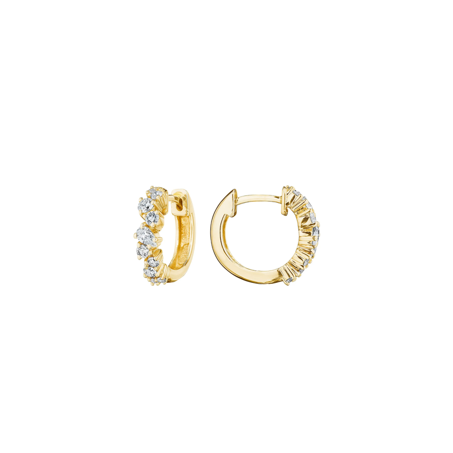Stardust 0.59ct Round and Pear Diamond 14mm Huggie Hoop Earrings in 18K Yellow Gold