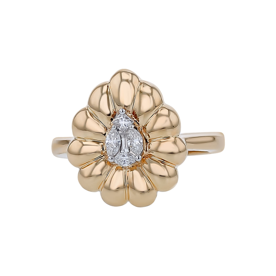 0.18ct Diamond Marquise Princess and Baguette Diamond Ring in 14K Yellow Gold, size 6.5
