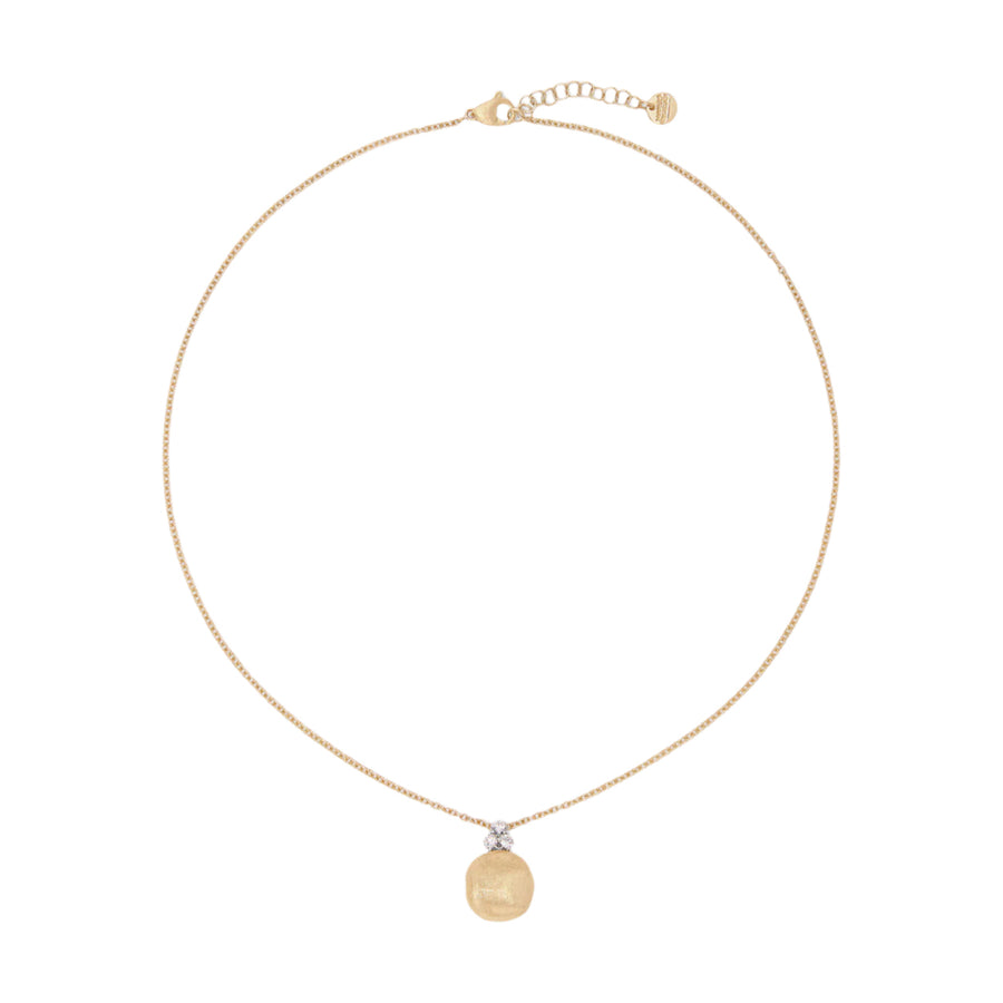 Africa 0.22ct Diamond Ball Necklace in 18K Yellow and White Gold, 16.5"