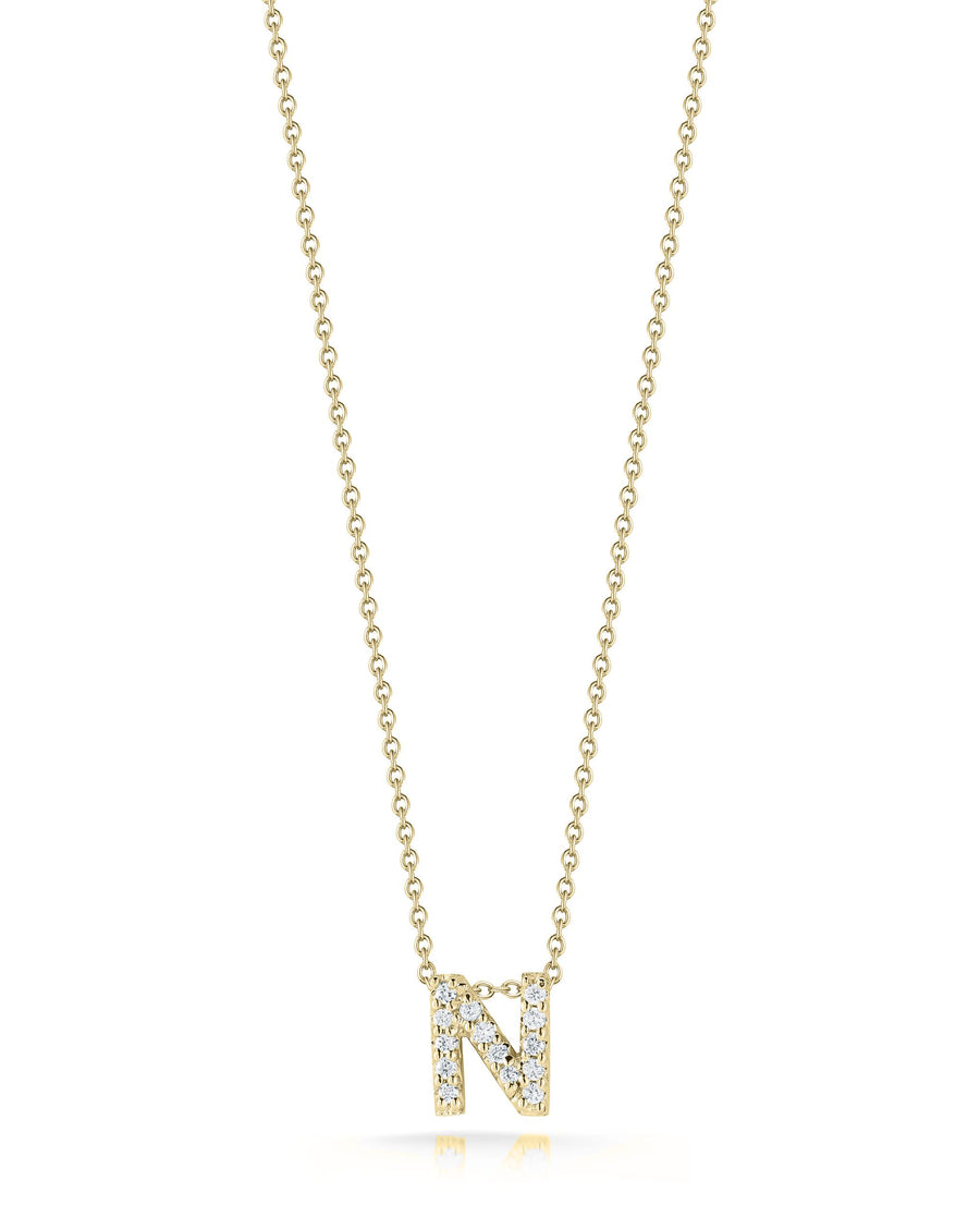 Tiny Treasures 0.07ct Diamond Love Letter "N" Pendant in 18K Yellow Gold, 16-18" chain