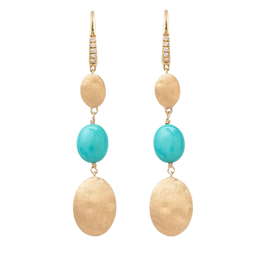 Siviglia Turquoise  and 0.06ct Diamond Drop Earrings in 18K Yellow Gold