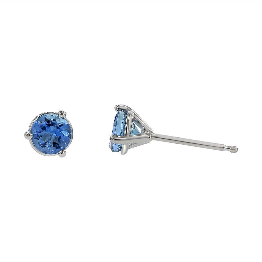0.67ct Round African Aquamarine Stud Earrings in 18K White Gold