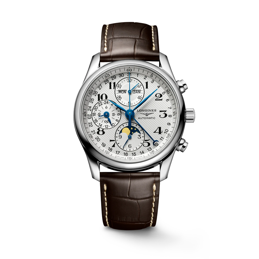 40mm Longines Master Watch with Silver Dial in Stainless Steel, Strap