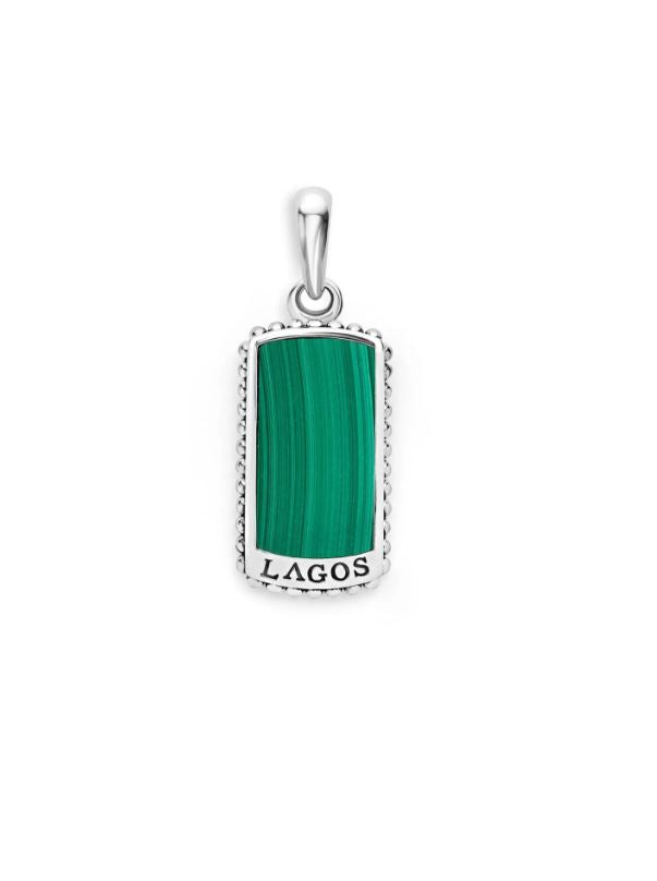 Anthem Malachite Tag Pendant without Chain in Sterling Silver