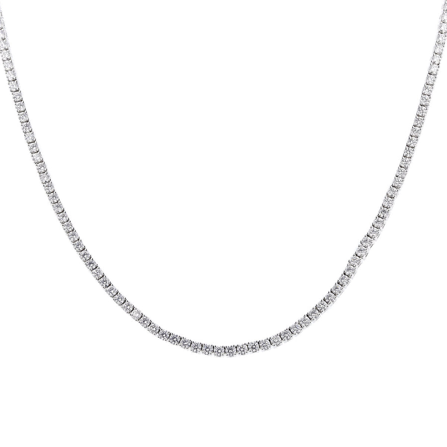 Uniform 3.45-3.61ct Diamond 4 Prong Line Necklace in 18K White Gold, 16"