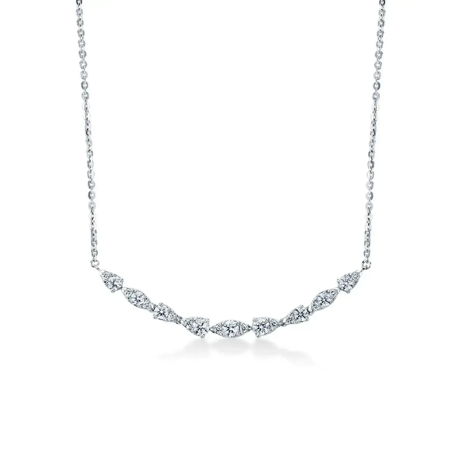 Aerial Dewdrop 0.46-0.54ct Diamond Necklace in 18K White Gold, 18"