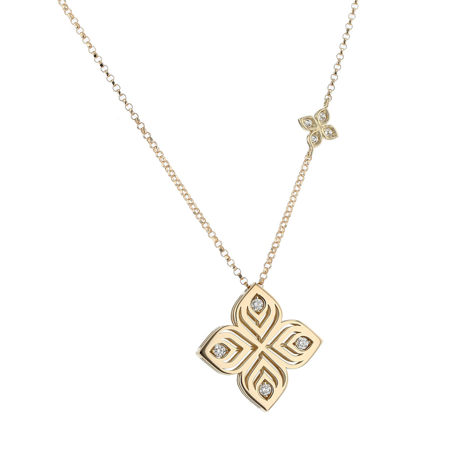 Arabesque 0.10ct Diamond Pendant in 18K Yellow Gold, 17" chain