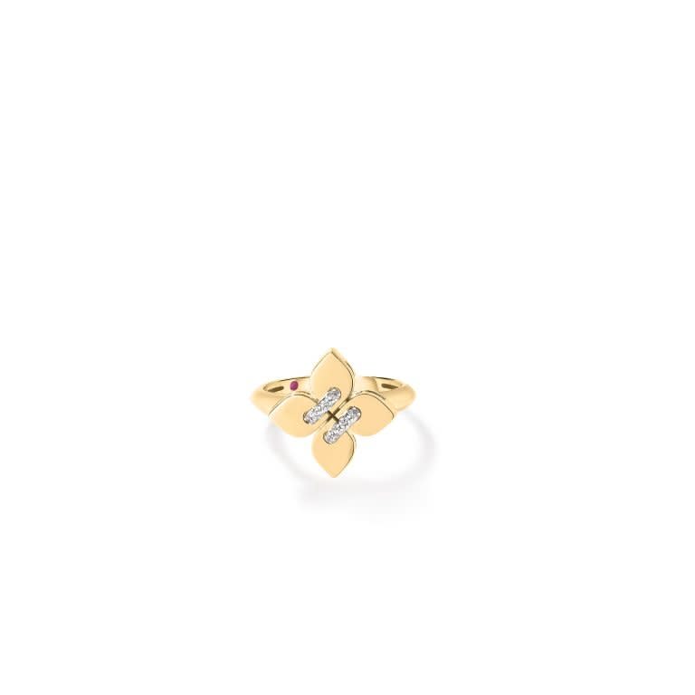 Venetian Princess 0.06ct Diamond Filo Ring in 18K Yellow and White Gold, size 6.5