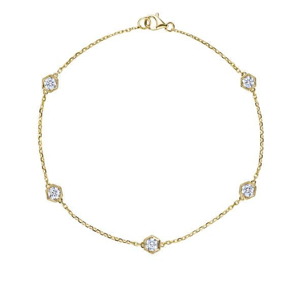 Hex Collection 0.47ct Diamond Bracelet in 18K White Gold, 6.5"