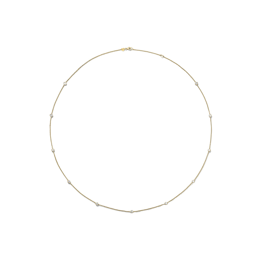 Bezels by the Yard 2.02-2.10ct Diamond Station Necklace in 18K Yellow Gold, 32"