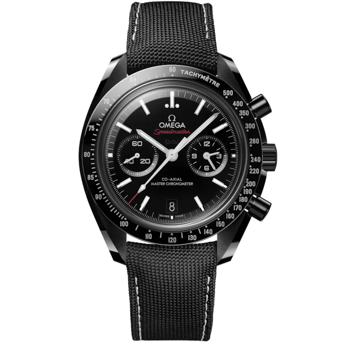 44.25mm Speedmaster Dark Side of the Moon Watch with Black Dial in Black Ceramic, Strap
