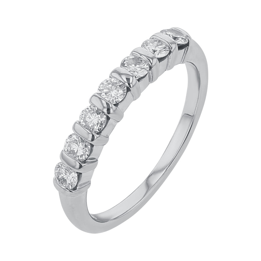 Suna 0.49ct Diamond Bar Set Wedding Band in 18K White Gold, size 6