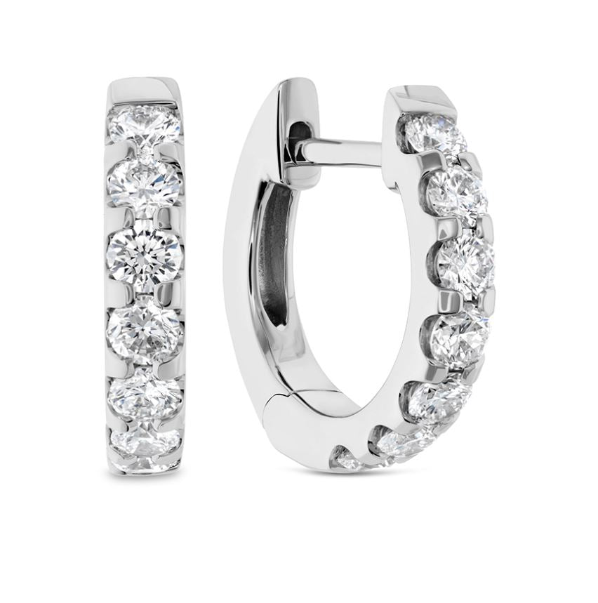Odessa 0.49-0.57ct Diamond Huggie Hoop Earrings in 18K White Gold