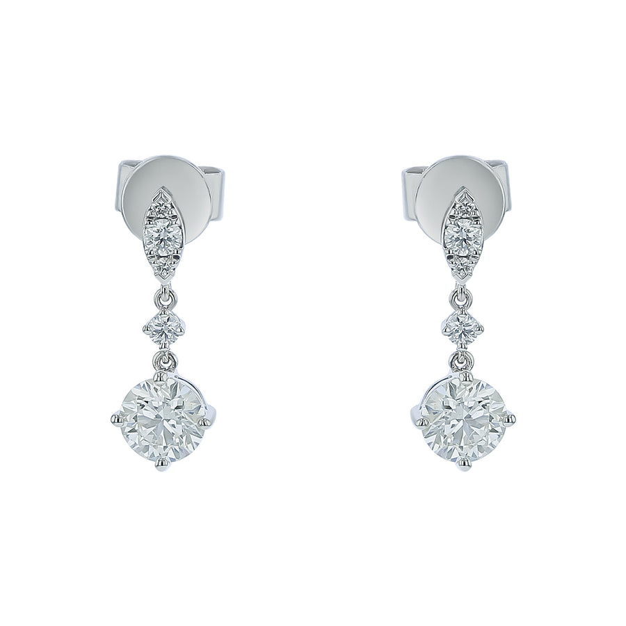 Aerial 1.11-1.17ct Diamond Petite Drop Earrings in 18K White Gold