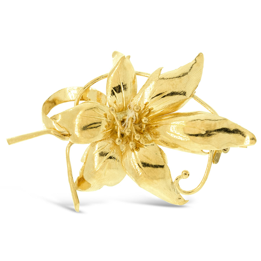 Flower Pin in 24K Yellow Gold