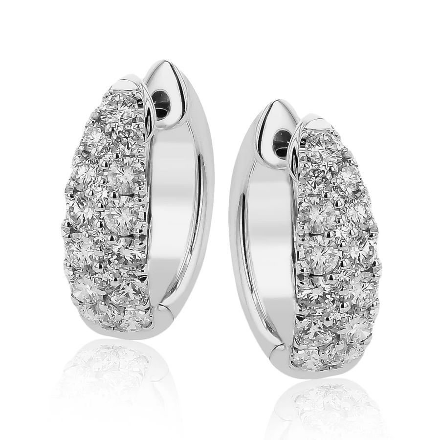 1.00ct Diamond Huggie Hoop Earrings in 18K White Gold