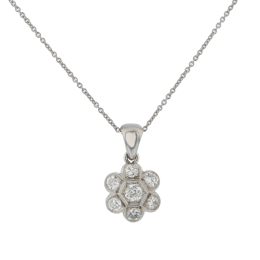 0.60ct Diamond Art Deco 1920's Pendant in Platinum, 16"