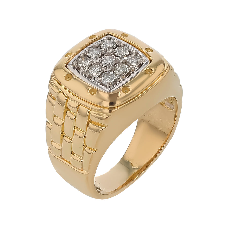 Man's 0.45ct Diamond Square Cluster Ring in 18K Yellow Gold, size 9