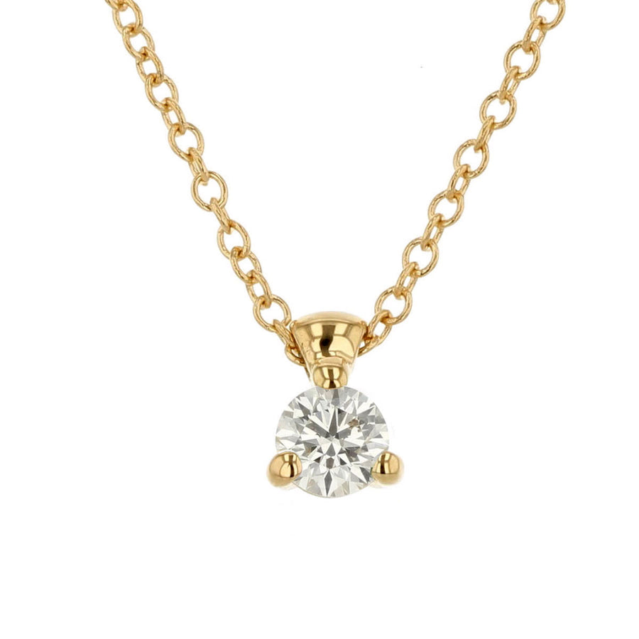 Hearts on Fire 0.23-0.27ct Round Brilliant Diamond Solitaire Pendant on Chain in 18K Yellow Gold, 18"