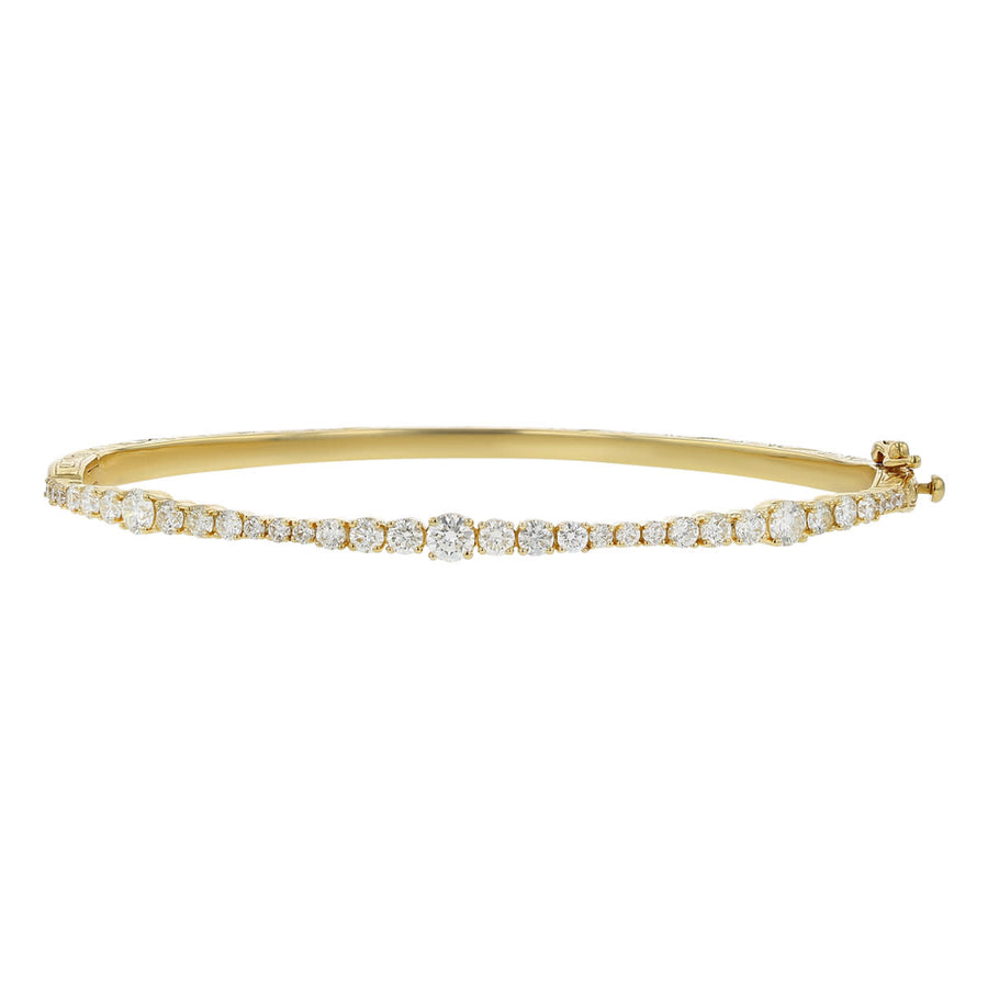Wave 1.50ct Diamond Hinged Bangle Bracelet in 18K Yellow Gold with Figure 8 Safety