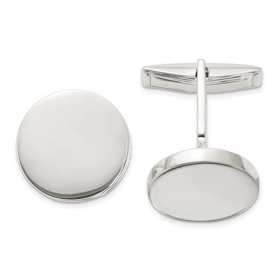 Polished Round Cufflinks in Sterling Silver