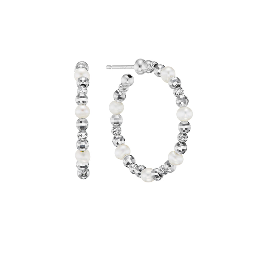 Freshwater Pearl Debut Small  Hoops in  Platinum