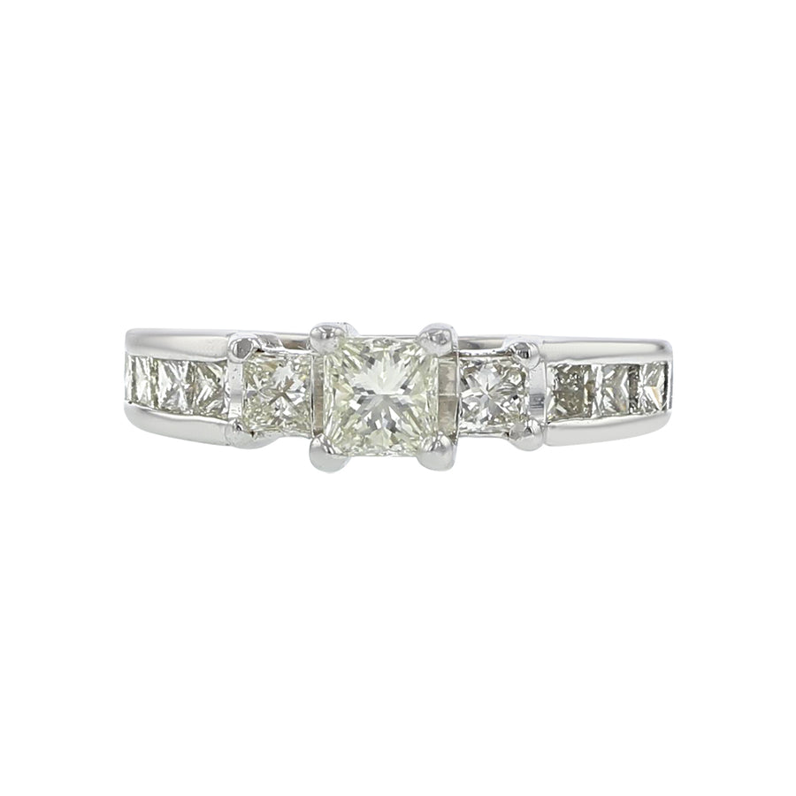 0.50ct Princess Diamond with 0.50ct Total Princess Diamonds 3 Stone Ring in 14K White Gold, size 6