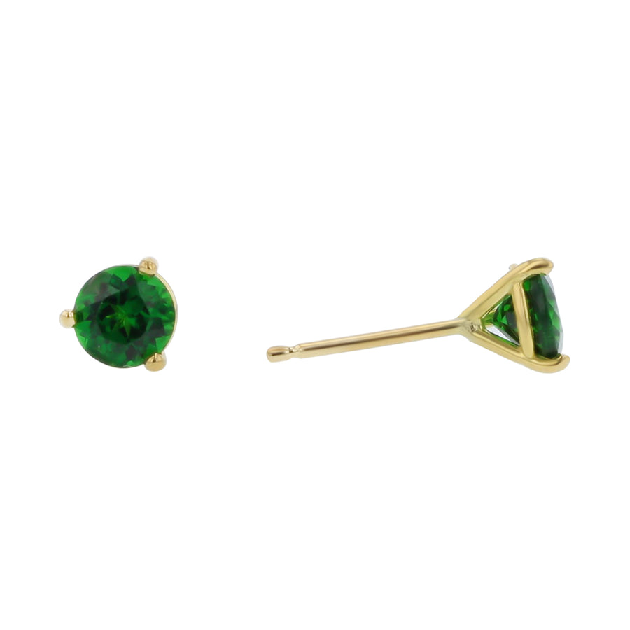 1.03ct Round Kenyan Tsavorite Garnet Stud Earrings in 18k Yellow Gold