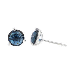 2.82ct Round London Blue Topaz Martini Stud Earrings in 14K White Gold