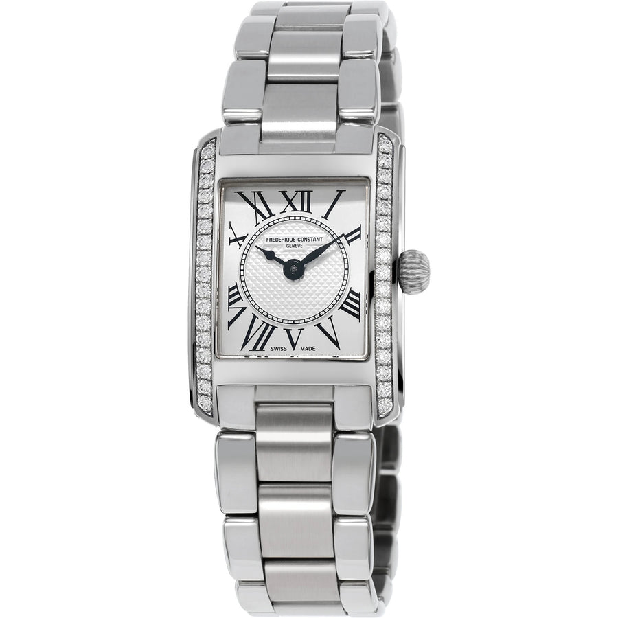 23 x 21mm Classics Carree Silver Dial with Diamonds Watch in Stainless Steel with Bracelet