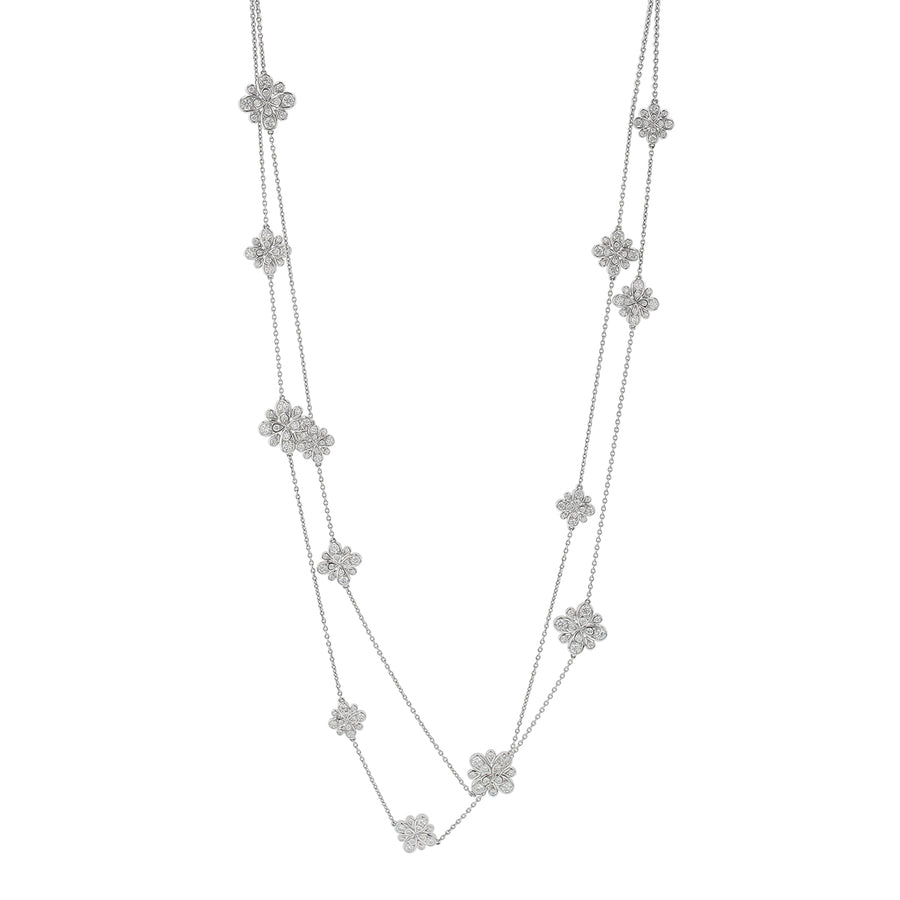 Scallop Jubilee Diamond Station Necklace in 18K White Gold, 47in