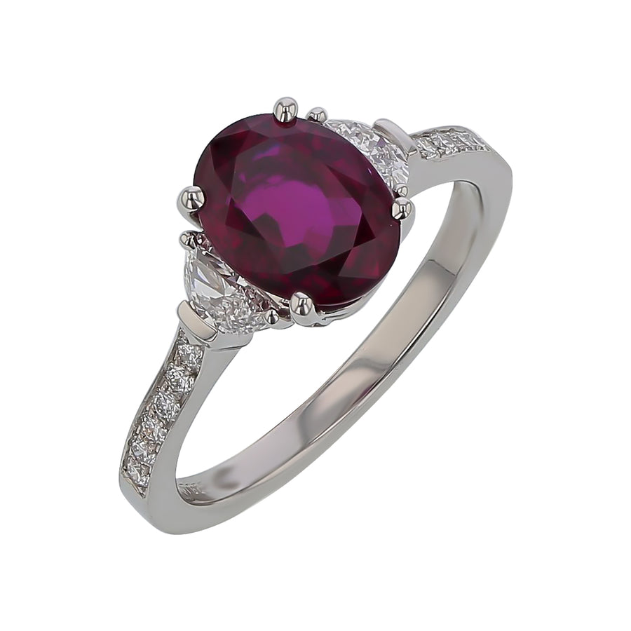 2.22ct Ruby and 0.41ct Diamond Ring in Platinum, Size 6.25