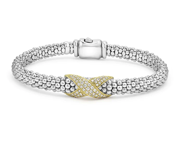 Embrace 0.36ct Diamond Rope Bracelet in 18K Yellow Gold and Sterling Silver, size 7