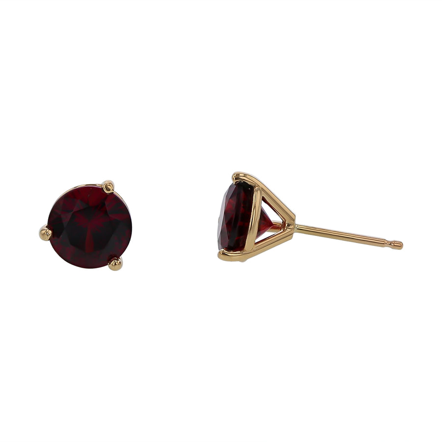 3.12ct 7mm Tanzanian Garnet Stud Earrings in 14k Yellow Gold