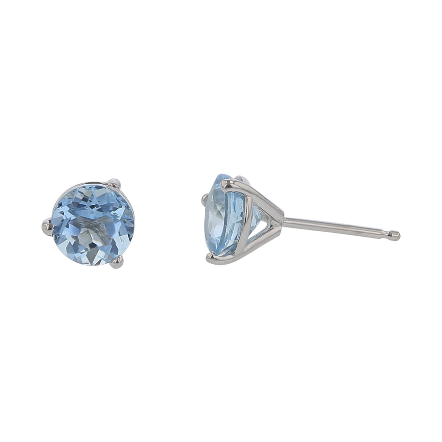 1.75ct  Round Aquamarine Stud Earrings in 14k White Gold