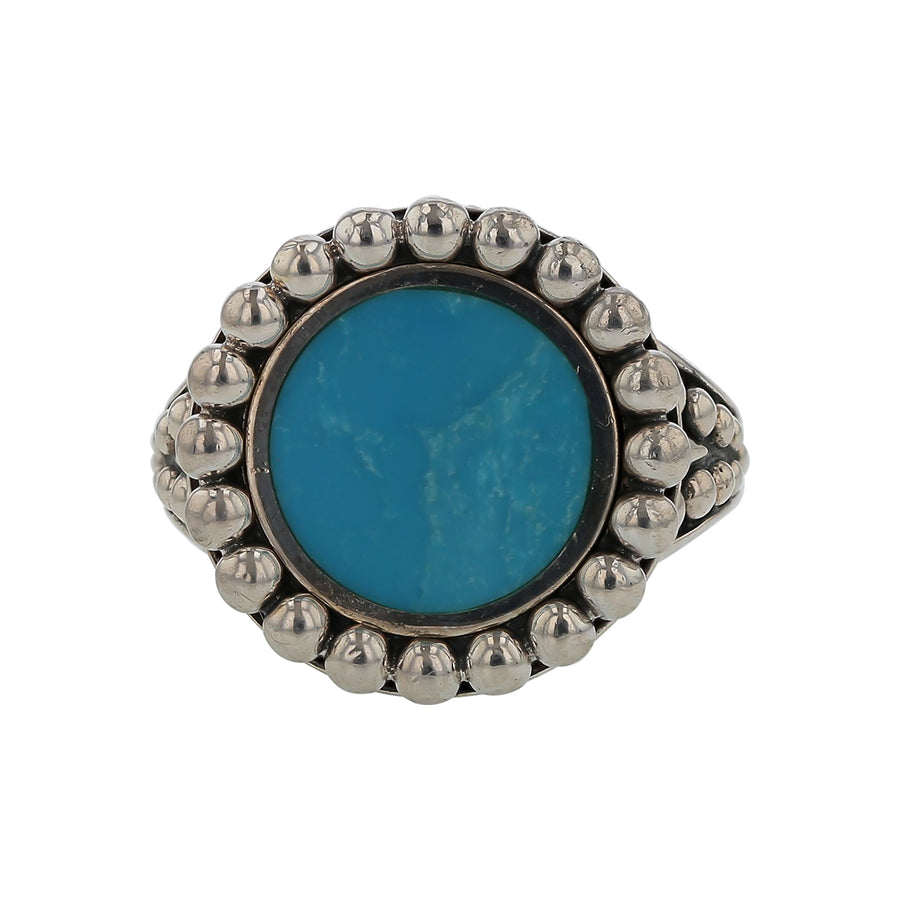 Lagos Caviar Ring in Blue Ceramic and Sterling Silver Size 7