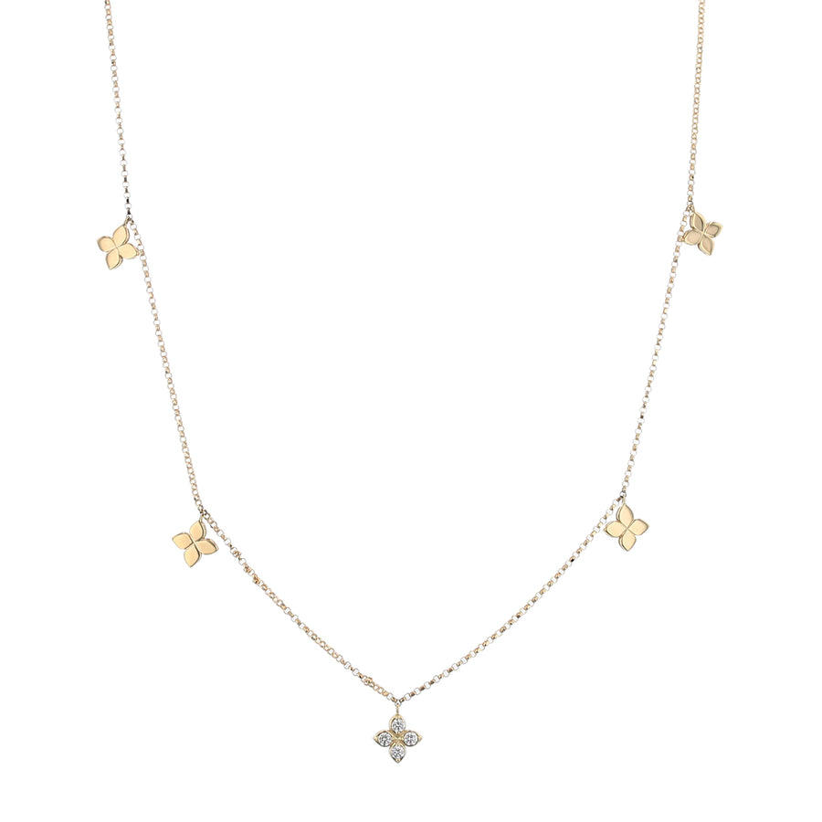 Love by the Inch 0.08ct Diamond 5 Station Necklace in 18K Yellow Gold, 17"