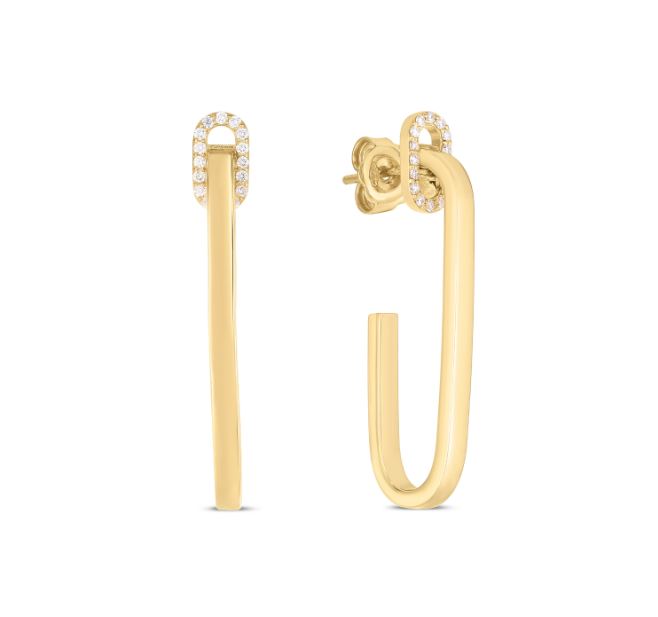 Navarra 0.21ct Diamond Single Link Drop Earrings in 18K Yellow Gold