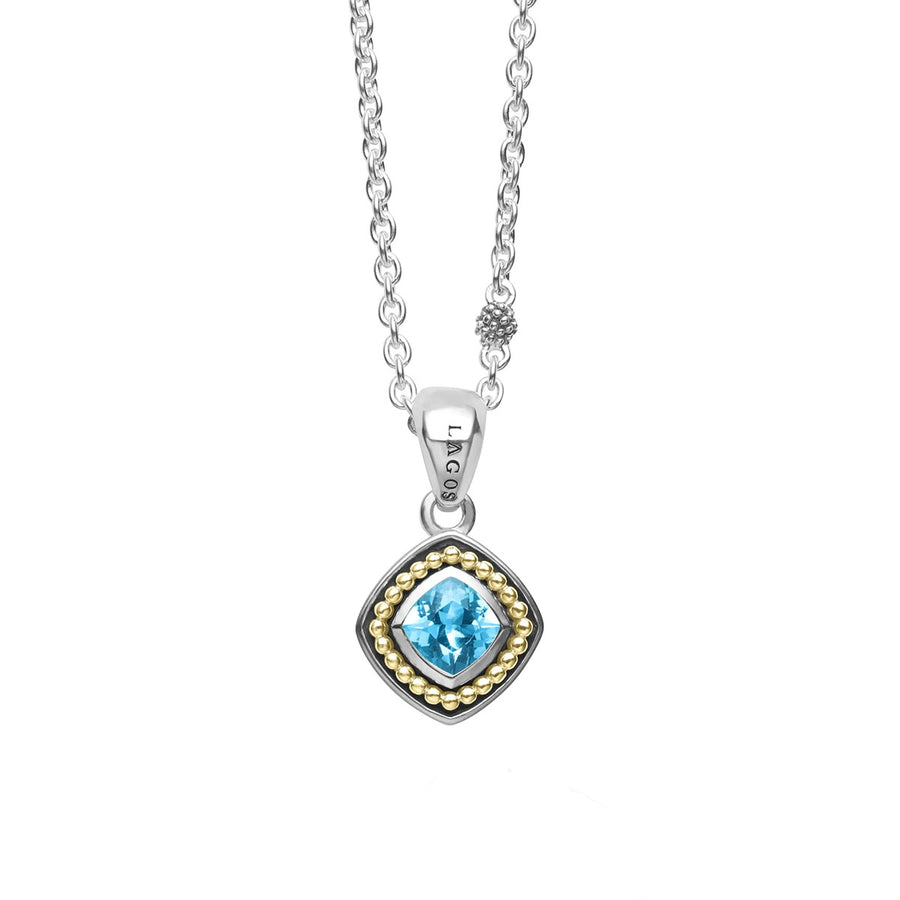 Rittenhouse Blue Topaz Pendant in Sterling Silver with 18K Yellow Gold on Chain 18inch