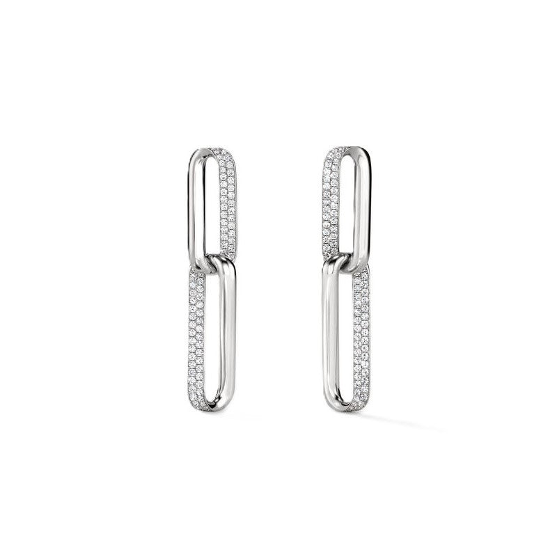 INSIDE/OUT 0.75-0.88ct Diamond Link Drop Earrings in 18K White Gold