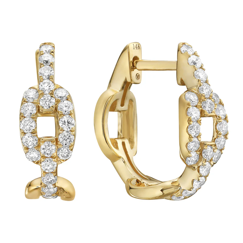 0.43ct Diamond Huggie Hoop Earrings in 14K Yellow Gold
