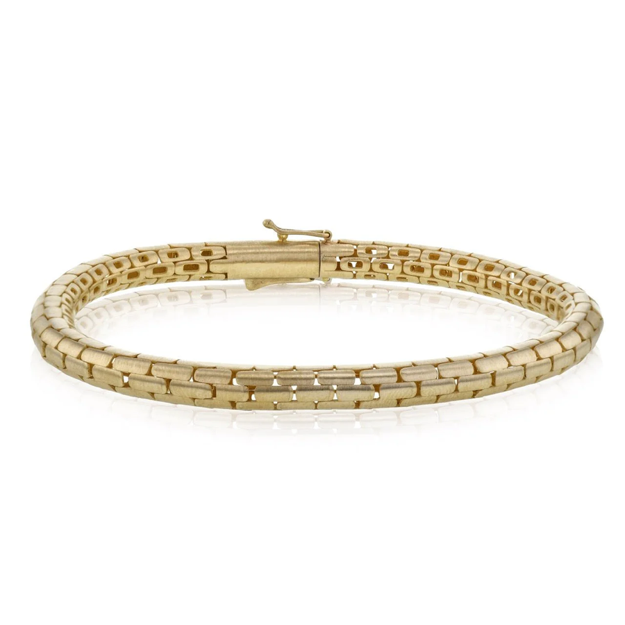 Fancy Link Bracelet in 14K Yellow Gold Plated Silver