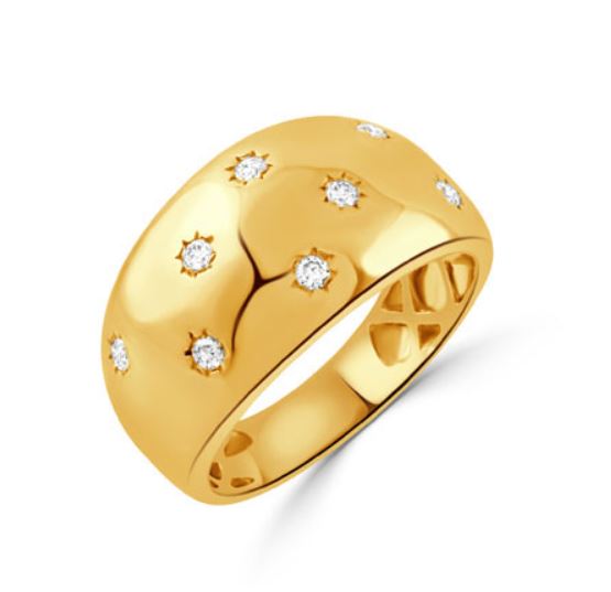 Pouf 0.15ct Diamond Dome Ring in 18K Yellow Gold, size 6.5