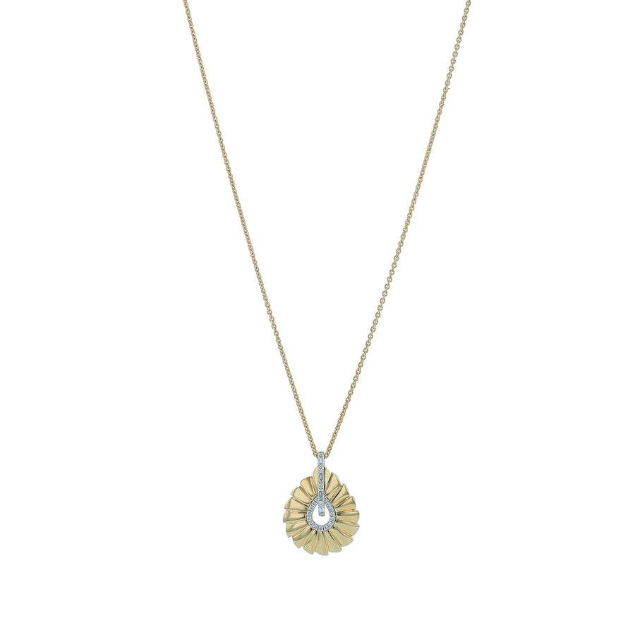 0.28ct Baguette and Round Diamond Pendant in 18K Yellow and White Gold, 18" chain