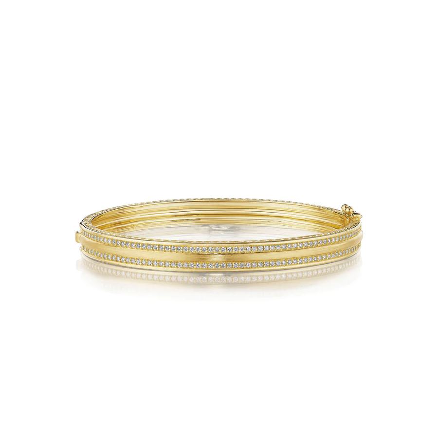 Amulet 0.65ct Diamond 6mm Engravable Bangle Bracelet in 18K Yellow Gold