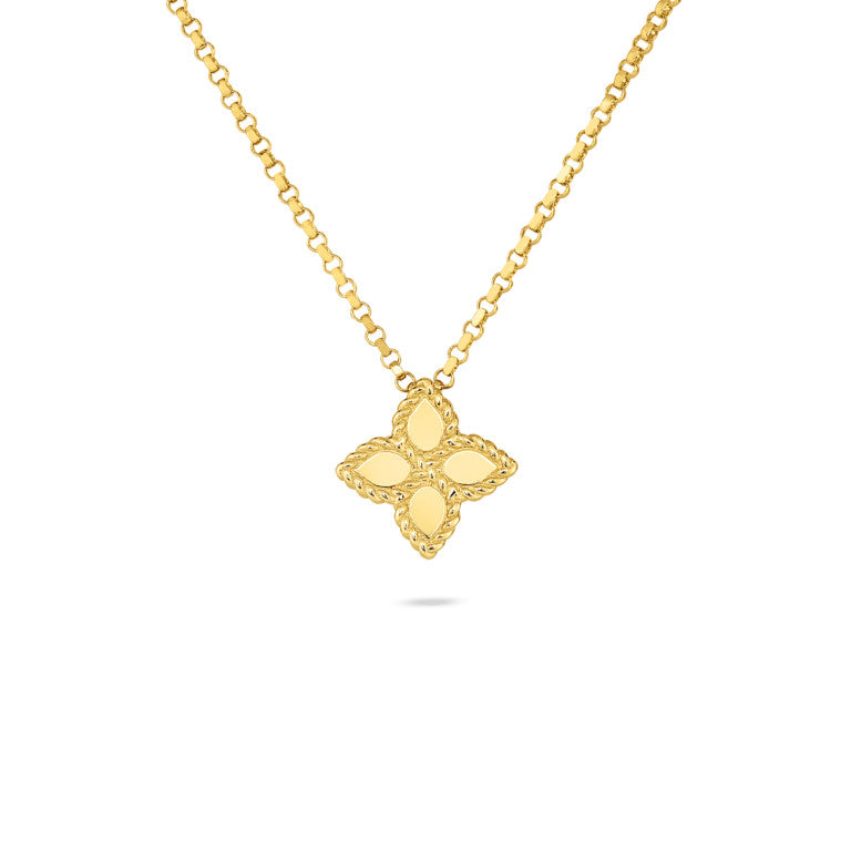 Princess Flower Small Pendant in 18K Yellow Gold on 16-18" chain