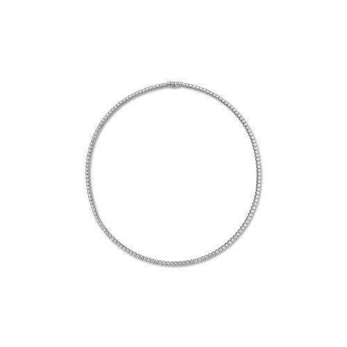 Uniform 9.81-10.27ct Diamond 4-Prong Line Necklace in 18K White Gold, 16.5"