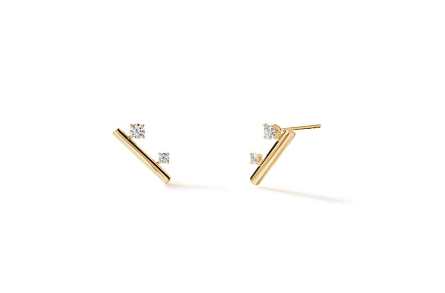 Barre Floating 0.30-0.36Ct Diamond GH/VS Climber Stud Earrings in 18k Yellow Gold