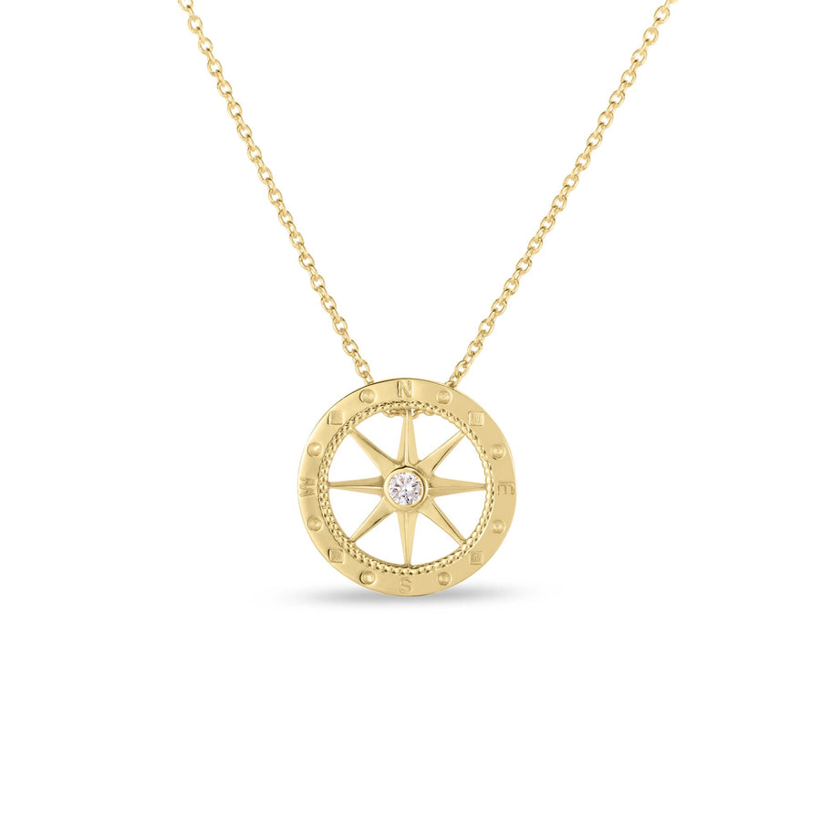 Tiny Treasures 0.03ct Diamond Compass Pendant Necklace in 18K Yellow Gold, 18"