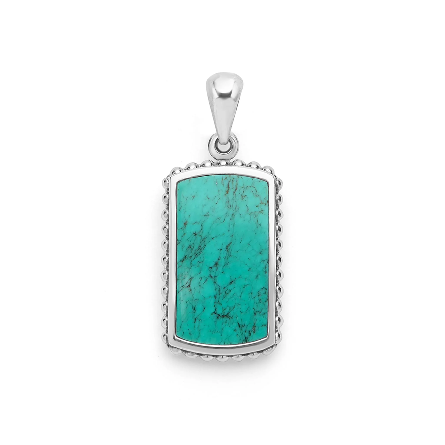 Anthem Turquoise 34x14mm ID Tag Pendant in Sterling Silver